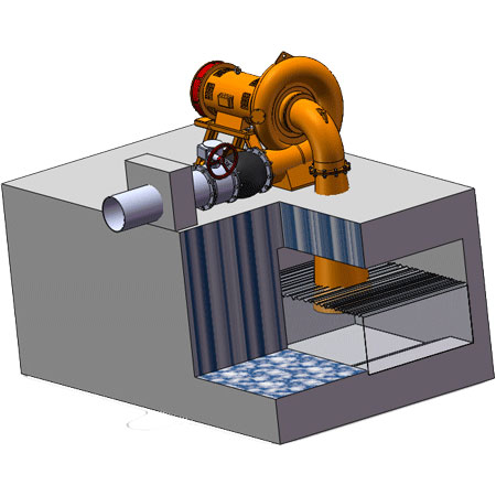 Horizontal type Francis turbine generator installation drawing